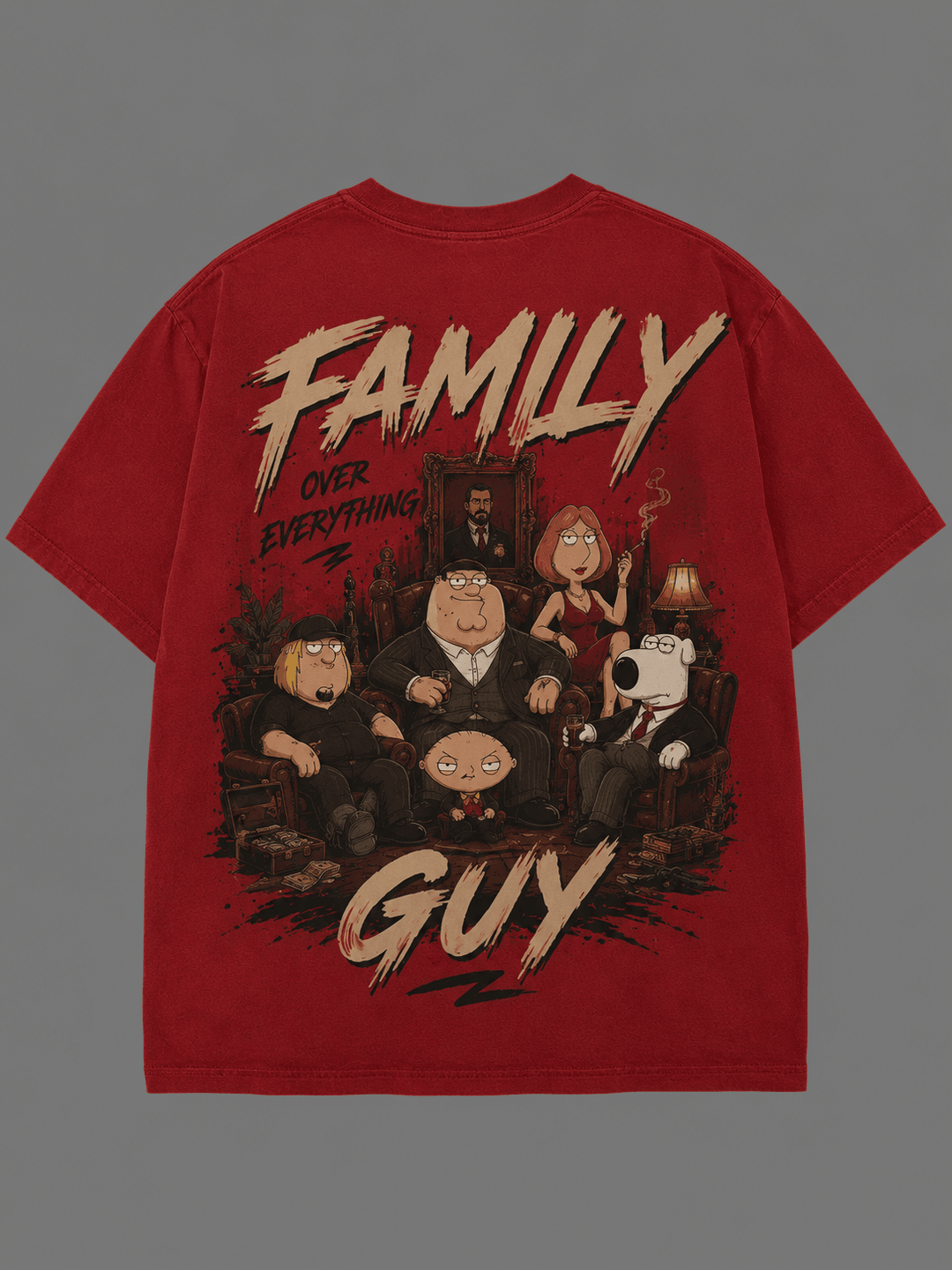 FAMILY GUY — dark red shirt mockup