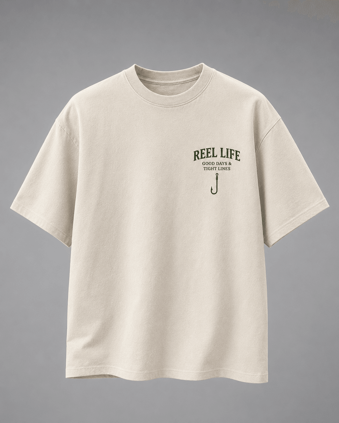 GONE FISHING — white shirt mockup