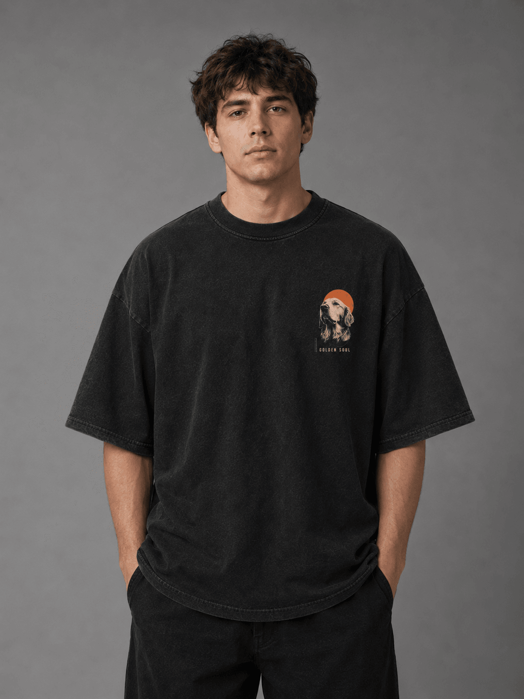 GOLDEN RETRIEVER — black shirt mockup