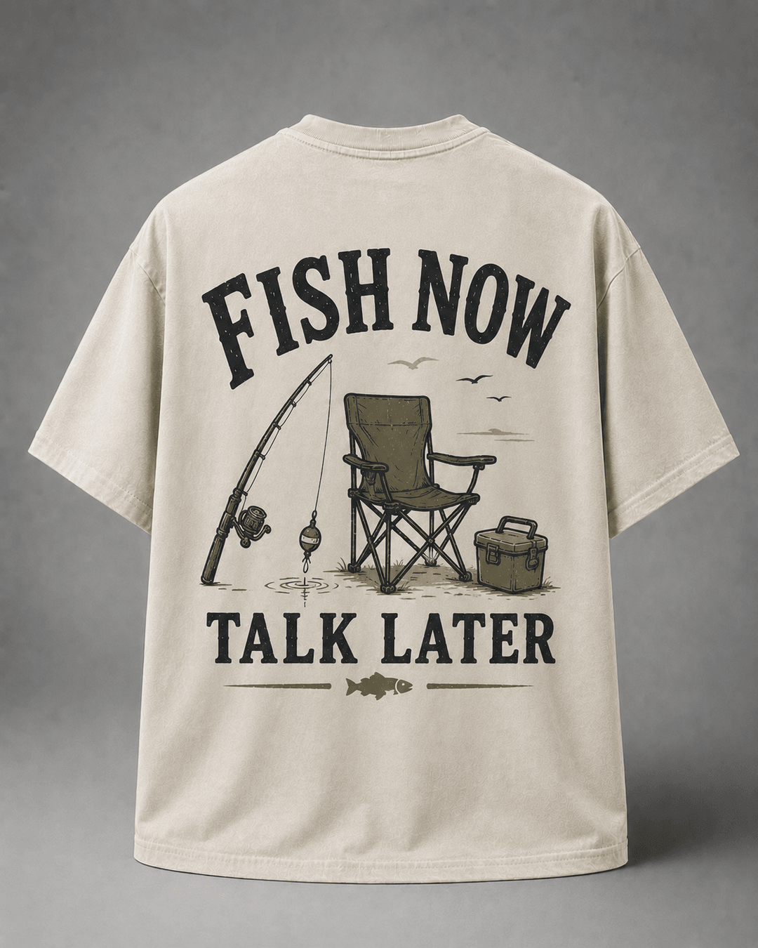 GONE FISHING — white shirt mockup