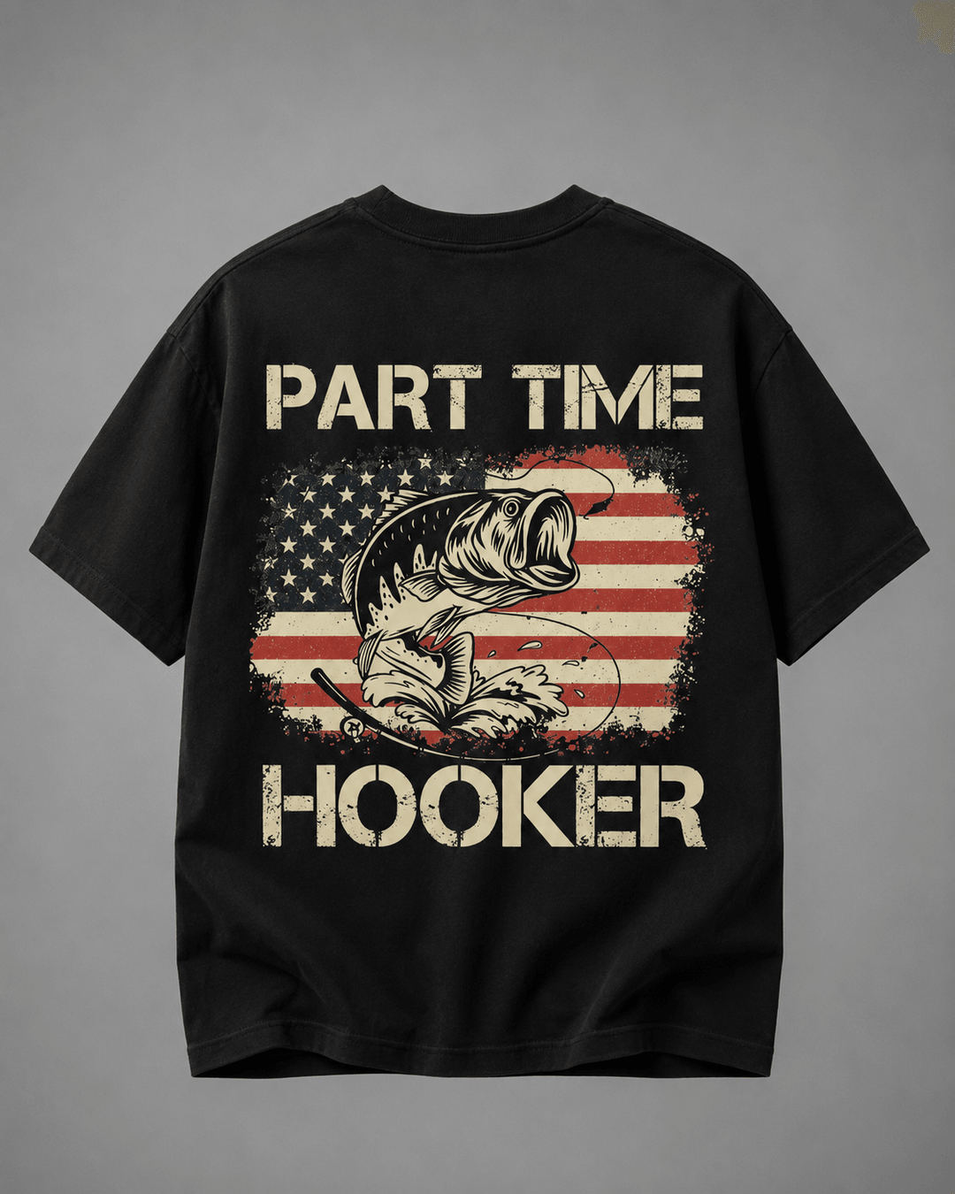 GONE FISHING — black shirt mockup