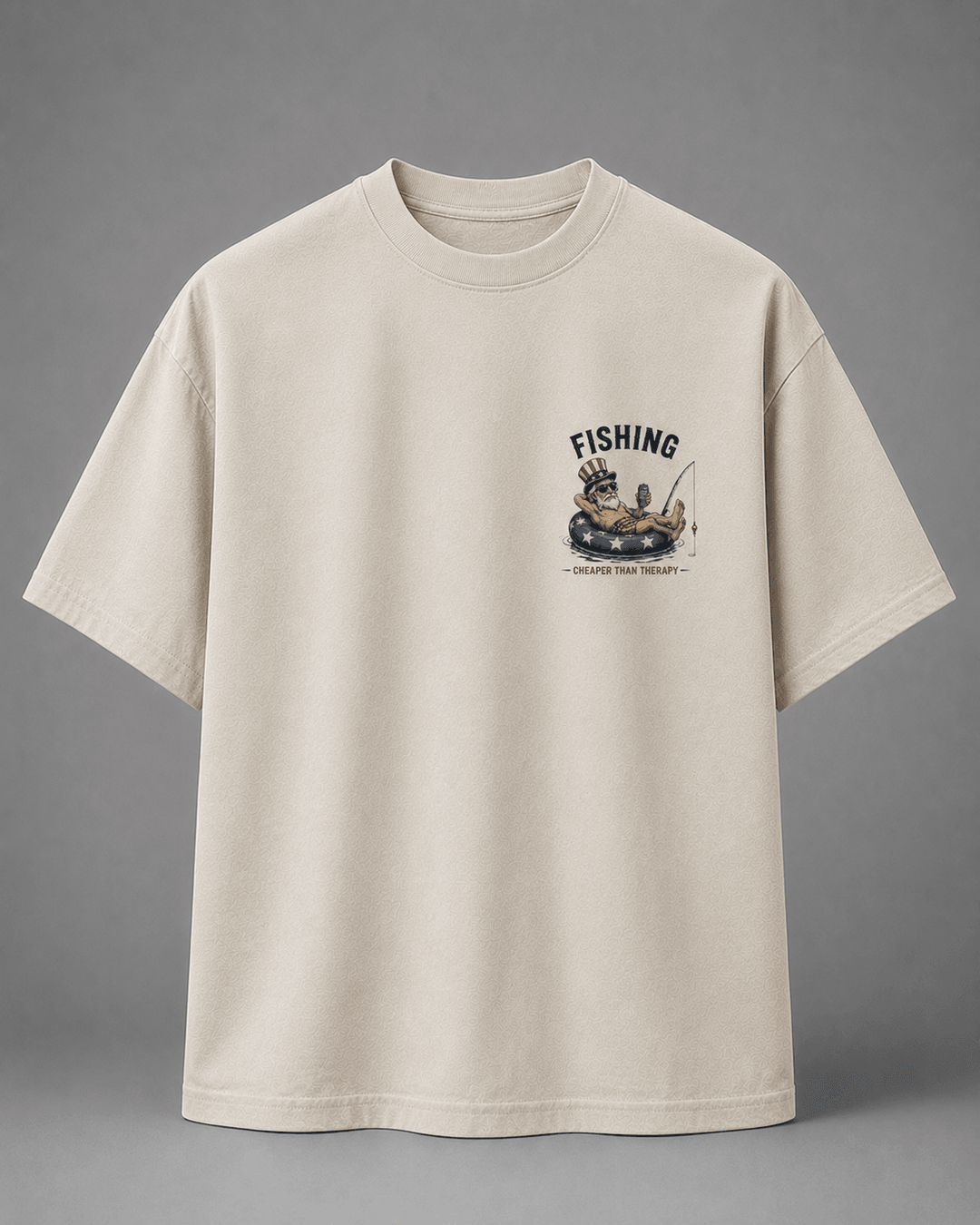 GONE FISHING — white shirt mockup